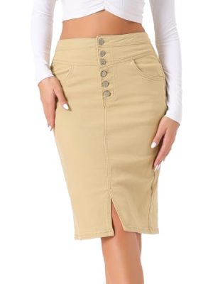 Women's Jean Skirts Split Casual High Waist Bodycon Denim Pencil Skirt