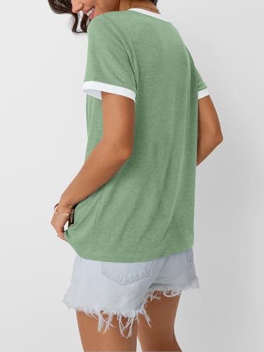314IqnXbg1L.jpg Womens Short Sleeve T-Shirts Summer Tops Casual Soft Tunic V Neck Basic Workout Clothes Spring Fashion Outfits 2025