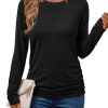 Womens Long Sleeve Shirts Business Casual Tops Ruched Fall Trendy Tshirt 2025