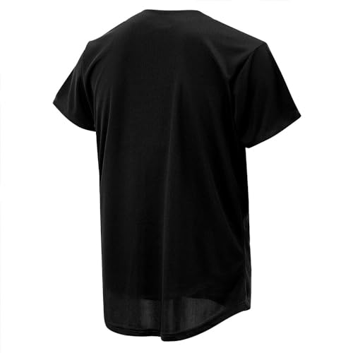 Solid Baseball Jersey Shirt for Men and Women, Plain Casual Short Sleeves Button Down T-Shirt