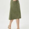 31HTBpyQfnL.jpg Denim Skirt with Belt Below Knee Length High Waisted Jean Skirts for Women