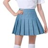 Women Girls Pleated Skirts with Shorts, Elastic Waist Uniform Plus Size Tennis Casual Skirt, 2 Years - US 4XL