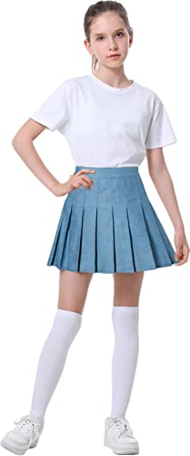 Women Girls Pleated Skirts with Shorts, Elastic Waist Uniform Plus Size Tennis Casual Skirt, 2 Years - US 4XL