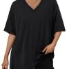 31RduVEA9hL.jpg Oversized Tshirts for Women Workout Plus Size Tops V Neck Short Sleeve Gym Shirts Casual Loose Fit Basic Tees