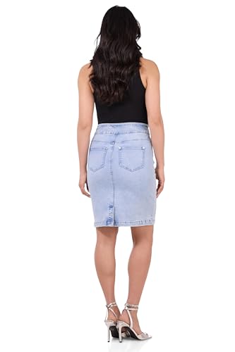 Women??s Ease into Comfort Pull-On Stretch Denim Skirt ?C Soft Jean Fabric, Flattering Slim Fit, All-Day Comfort