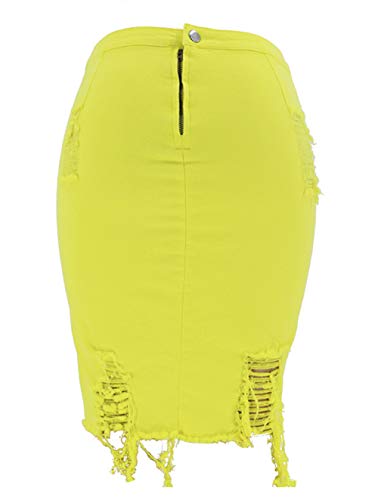 Women's Stretchy High Waist Butt-Lifting Bodycon Ripped Denim Pencil Skirt