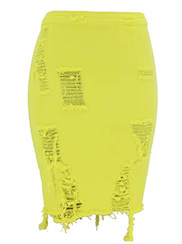 Women's Stretchy High Waist Butt-Lifting Bodycon Ripped Denim Pencil Skirt