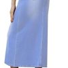 Women's Vintage Denim Long Skirt A-Line High Waisted Front Slit Casual Maxi Jean Skirt