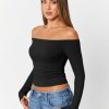 Womens Long Sleeve Off The Shoulder Tops Going Out Cute Basic Y2K Fall Fashion 2025 Outfits Clothes