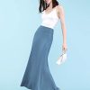 Women's Casual High Waist Solid/Tie Dye Fold Over Flowy Long Maxi Skirt