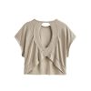 2024 Open Back Tops for Women Criss Cross Cut Out Tee Backless Casual Short Sleeve Round Neck T Shirt