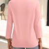 Womens V Neck Polo Shirts 3/4 Sleeve Collared Tops Business Casual Summer Tops Trendy Loose
