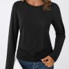 Womens Long Sleeve Shirts Business Casual Tops Ruched Fall Trendy Tshirt 2025