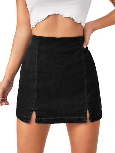Women's Casual Split Hem High Waist Denim Skorts Skirt Shorts