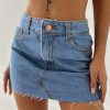 41-TcP0gKZL.jpg Womens Jean Skirt Stretch Casual 2025 Summer Short Basic Fringed Slim Fit Denim Bodycon Pencil Skirts