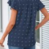 Women 2025 Summer V Neck Ruffle Short Sleeve Blouse Swiss Dot Flowy Shirt Tunic Top