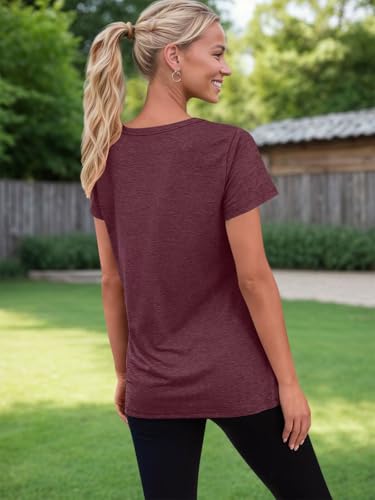3 Pack Women's T Shirts Short Sleeve Basic Tees, 2025 Spring Summer Clothing V Neck Casual Tops Trendy Outfits