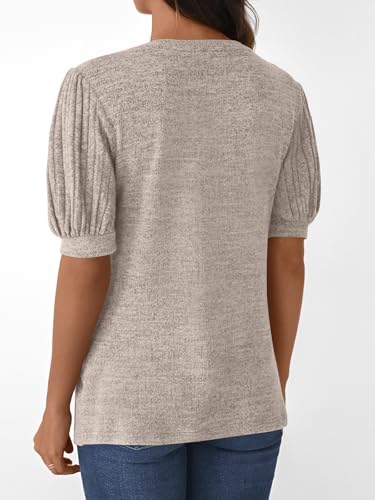 Womens 2025 Summer Sweater Top Short Sleeve Blouses Dressy Casual Shirts Business Tops Cute Vacation Tunic