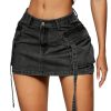 Womens Cargo Skirt Low Waist Button Denim Mini Skirt Summer Y2k Jean Skirt with Flap Pockets