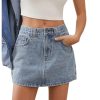 411JcdrAmHL.jpg Women's Casual Jean Skirt Mid Waist Zipper Up Mini Denim Skirts