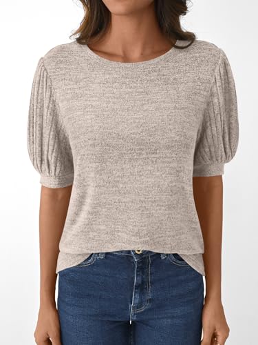 Womens 2025 Summer Sweater Top Short Sleeve Blouses Dressy Casual Shirts Business Tops Cute Vacation Tunic