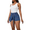 4138AfXIHiL.jpg Women's Denim Skorts Stretchy Asymmetrical Jean Skirt Shorts
