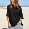 Womens Oversized Tshirts Summer Casual Short Sleeve Crew Neck T Shirt Loose Fit Side Slit Tee Tops