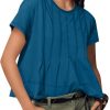 Womens Babydoll Tops Short Sleeve Peplum Pleated Summer T-Shirts Casual Loose Fit Flowy Tshirts 2025