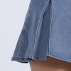 Pleated Denim Skirt for Women's Casual A-Line High Waist Short Mini Jean Skirts