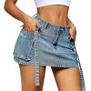 Womens Cargo Skirt Low Waist Button Denim Mini Skirt Summer Y2k Jean Skirt with Flap Pockets