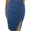 Women??s Denim Pencil Skirt High Waisted Knee Length Side Split Hem Stretch Jean Skirts for Women