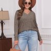 V Neck Long Sleeve Shirts for Women Casual Fall Tops Lightweight Tunic Sweaters Fashion Clothes 2025