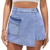 Denim Skorts for Woman Cargo Faux Wrap Jean Skort Skirts Stretchy High Waisted Skirt Shorts Country Concert Wear