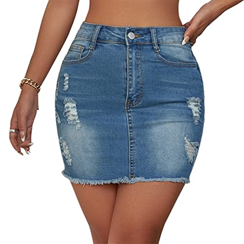 Jean Skirt for Women Stretch Casual High Waisted Denim Short Skirt Cute A Line Mini Pencil Skrit