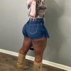 Womens Denim Jeans Skirt Shorts Mini Cargo High Waist Sexy Plus Size Pleated Skorts