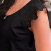 Womens Tops Casual Dressy Lace Summer Tee 2025 Cap Sleeve T Shirts Cute Basic Trendy Fashion Spring Outfits