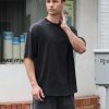 Men's Cotton T-Shirts Oversized Unisex Short Sleeves Casual Loose Wash Solid Basic Tee Tops