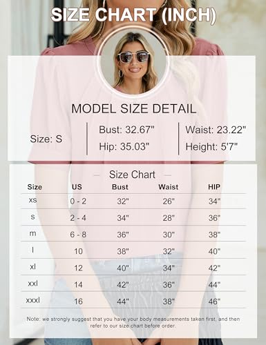 416fx9BtcCL.jpg Womens Dressy Casual Tops Keyhole Business Work Blouses Pleated Puff Sleeve Summer Shirts