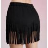 Women's Suede Fringe Sexy Cowgirl Skirts Country Concert Outfit Western High Waisted Skirt