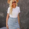 417ZSimnKgL.jpg Women's Tulip Hem Shirred Washed Casual Bodycon Short Jean Denim Skirt