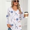 4192znNUynL.jpg Women's Puff Long Sleeve Shirts Pleated V Neck Fall Tunic Tops Blouse Dressy Casual Loose Summer T-Shirts