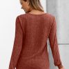 Long Sleeve Henley Shirts Women's Business Casual Lightweight Tunic Sweater Tops