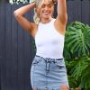 Jean Skorts for Woman High Waisted Casual Stretchy Denim Skirt Side Split Mini Skirts with Shorts Skort