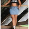 Women's Plus Size High Waisted Denim Mini Skirt Bodycon Jean Skirts with Pockets