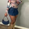 Womens Denim Jeans Skirt Shorts Mini Cargo High Waist Sexy Plus Size Pleated Skorts