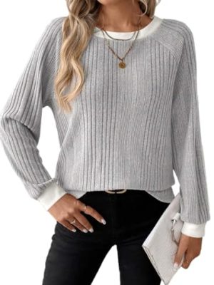 Long Sleeve Shirts for Women Casual Fashion Loose Fit Womens Tops Crewneck Basic Pullover Tunics