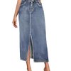 Women's Long Denim Skirt ?C Stretch Jean Skirt for Office and Casual Wear