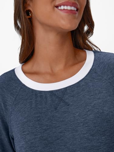 Womens Long Sleeve Shirts Color Block Casual Crewneck Tops Tshirt Basic Tee Fall Fashion Clothes Trendy Outfits