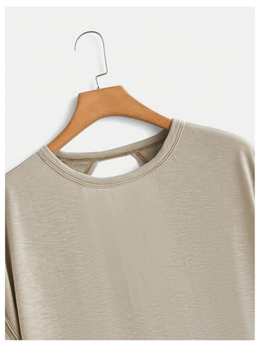 2024 Open Back Tops for Women Criss Cross Cut Out Tee Backless Casual Short Sleeve Round Neck T Shirt