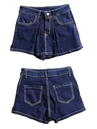41DNzDa8pFL.jpg Womens Denim Jeans Skirt Shorts Mini Cargo High Waist Sexy Plus Size Pleated Skorts